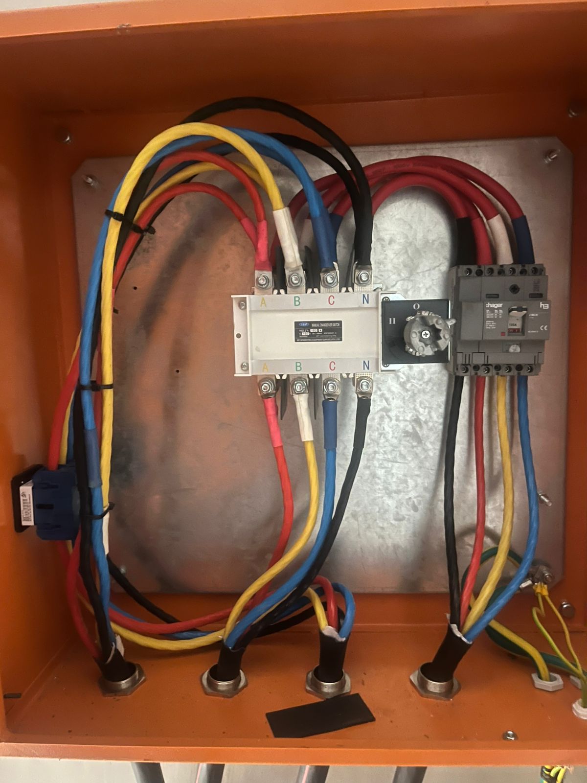 Electrical cable wiring completed on a commercial installation project